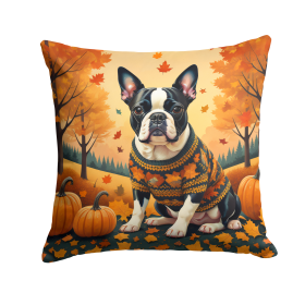 Boston Terrier Fall Throw Pillow