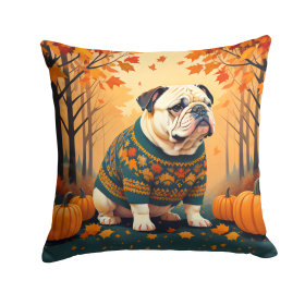 White English Bulldog Fall Throw Pillow