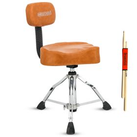 5 CORE Drum Throne with Backrest Thick Padded Adjustable Guitar Stool Motorcycle Style Saddle Music Chair Seat for Adult Drummers - DS CH BR REST