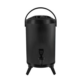 SOGA 8L Stainless Steel Insulated Milk Tea Barrel Hot and Cold Beverage Dispenser Container with Faucet Black