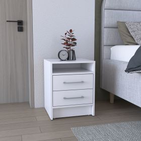 Greter 24" Two-Drawer Night Stand With open shelf White