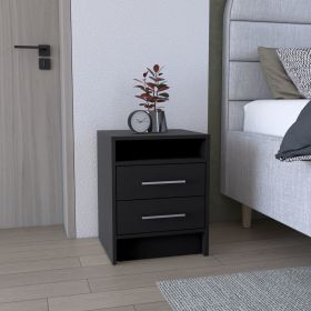 Greter 24" Two-Drawer Night Stand With open shelf Black