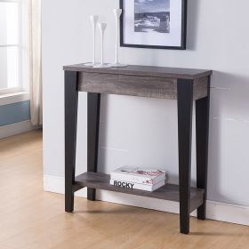 Stylist and Functional Console Table with Drawer and Shelf in Distressed Grey & Black