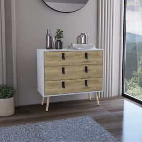 Kimball 3-drawer Dresser, Modern Chic Storage with Wooden Legs