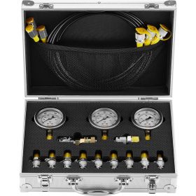 VEVOR Hydraulic Pressure Test Kit, 250/400/600bar, 3 Gauges 11 Test Couplings 3 Test Hoses