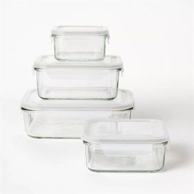 8pc (Set of 4) Glass Food Storage Container Set Clear