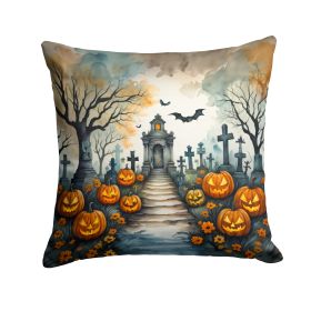 Marigold Spooky Halloween Throw Pillow Machine Washable, Indoor Outdoor Decorative Pillow for Couch, Bed or Patio, 14Hx14W