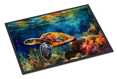 NEW Loggerhead Sea Turtle Doormat Front Door Mat Indoor Outdoor Rugs for Entryway, Non Slip Washable Low Pile, 18H X 27W