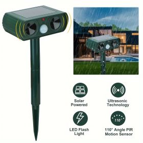 Animal Repellent, Solar Motion Sensor, Outdoor Farm, Garden, Courtyard Solar Power Ultrasonic Animal Repeller Pest Repellent Dog Cat Deer Raccoon