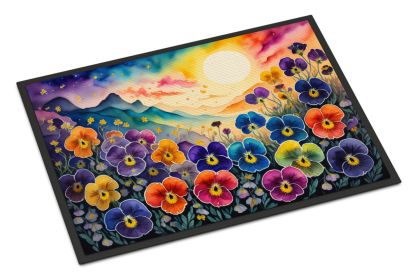 NEW Pansies in Color Doormat Front Door Mat Indoor Outdoor Rugs for Entryway, Non Slip Washable Low Pile, 18H X 27W