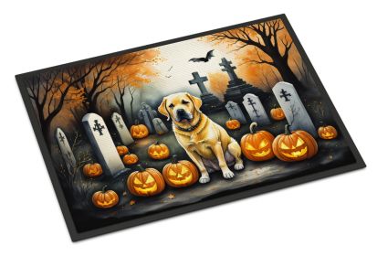 NEW Yellow Labrador Retriever Spooky Halloween Doormat Front Door Mat Indoor Outdoor Rugs for Entryway, Non Slip Washable Low Pile, 18H X 27W