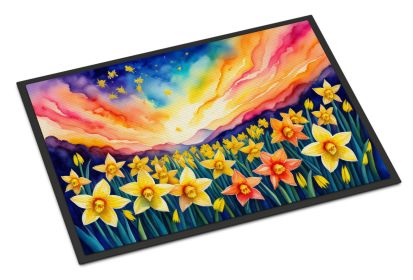 NEW Daffodils in Color Doormat Front Door Mat Indoor Outdoor Rugs for Entryway, Non Slip Washable Low Pile, 18H X 27W