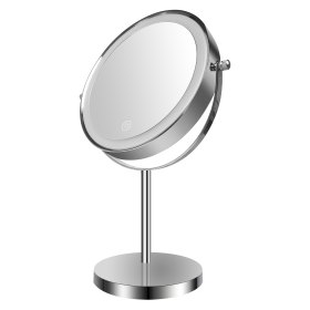 8-inch Makeup Mirror with Lights, Double Sided 1X/10X Magnifying Mirror, 3 Color Lighting Dimmable Vanity Mirror with 360Â° Swivel