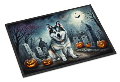 NEW Alaskan Malamute Spooky Halloween Doormat Front Door Mat Indoor Outdoor Rugs for Entryway, Non Slip Washable Low Pile, 18H X 27W