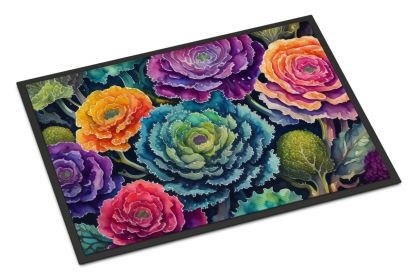 NEW Ornamental Kale in Color Doormat Front Door Mat Indoor Outdoor Rugs for Entryway, Non Slip Washable Low Pile, 18H X 27W