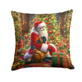 Mastiff and Santa Claus Throw Pillow Machine Washable, Indoor Outdoor Decorative Pillow for Couch, Bed or Patio, 14Hx14W