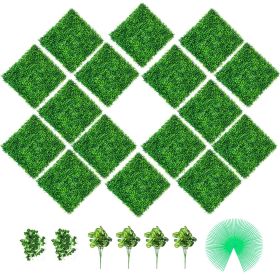 VEVOR Artificial Boxwood Panels, 16 PCS 20"x20" Boxwood Hedge Wall Panels, PE Artificial Grass Backdrop Wall 1.6"