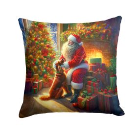 Irish Setter and Santa Claus Throw Pillow Machine Washable, Indoor Outdoor Decorative Pillow for Couch, Bed or Patio, 14Hx14W