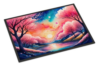 NEW Cherry Blossom in Color Doormat Front Door Mat Indoor Outdoor Rugs for Entryway, Non Slip Washable Low Pile, 18H X 27W