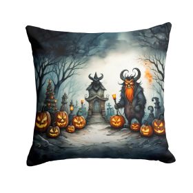 Krampus The Christmas Demon Spooky Halloween Throw Pillow Machine Washable, Indoor Outdoor Decorative Pillow for Couch, Bed or Patio, 14Hx14W