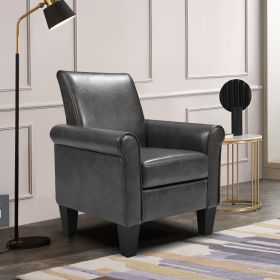 Accent Chairs, Comfy Sofa Chair, Armchair for Reading, Living Room, Bedroom, Office,Waiting Room, PU leather, Dark Grey