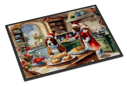 NEW Basset Hound Christmas Cookies Doormat Front Door Mat Indoor Outdoor Rugs for Entryway, Non Slip Washable Low Pile, 18H X 27W