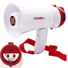 5 Core Megaphone Bullhorn Speaker 15W Mini Battery Power Bull horn w Siren 400 Yard Range - HW 1 (SKU: HW 1)