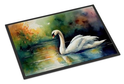 NEW Swan Doormat Front Door Mat Indoor Outdoor Rugs for Entryway, Non Slip Washable Low Pile, 18H X 27W (Default: Default)