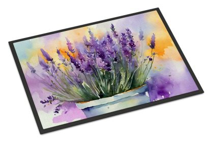 NEW Lavender in Watercolor Doormat Front Door Mat Indoor Outdoor Rugs for Entryway, Non Slip Washable Low Pile, 18H X 27W (Default: Default)