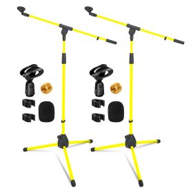 5 Core Tripod Mic Stand Floor Adjustable 18 to 72 Inches Heavy Duty Boom Arm Holder Microphone Stands Pedestal Para Microfono for Singing - MS 080 YLW (Color: MS 080 YLW 2PC)