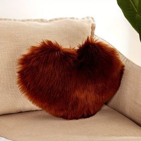 1pc Boho Love Heart Plush Throw Pillow - Fluffy Luxury Cushion for Couch, Sofa, Bed - Detachable and Machine Washable Home Decor (Color: coffee, size: 40*50cm/15.7*19.7")