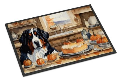 NEW Bernese Mountain Dog Fall Kitchen Pumpkins Doormat Front Door Mat Indoor Outdoor Rugs for Entryway, Non Slip Washable Low Pile, 18H X 27W (Default: Default)